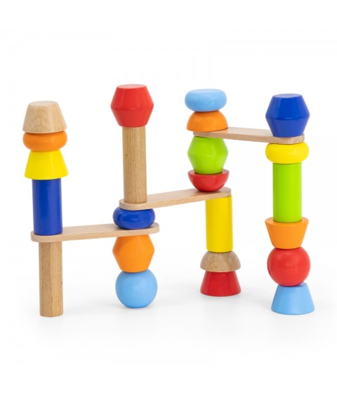 VIGA medinė geometrinių kaladėlių dėlionė, 52 vnt.