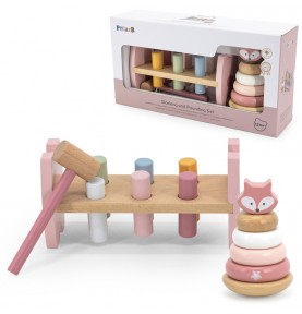VIGA PolarB medinė piramidė + perforatorius su plaktuku Montessori Fox rinkinys