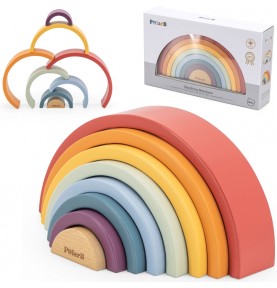 VIGA PolarB medinės vaivorykštės dėlionės kūrybinės Montessori kaladėlės