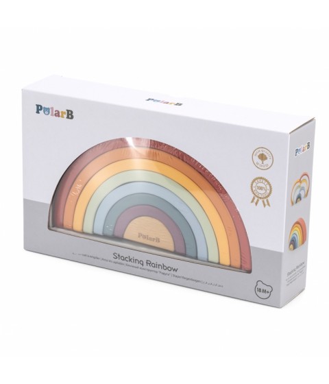 VIGA PolarB medinės vaivorykštės dėlionės kūrybinės Montessori kaladėlės