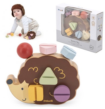 VIGA PolarB medinis konstruktorius-žaislas-ežiukas su Montessori varžtais