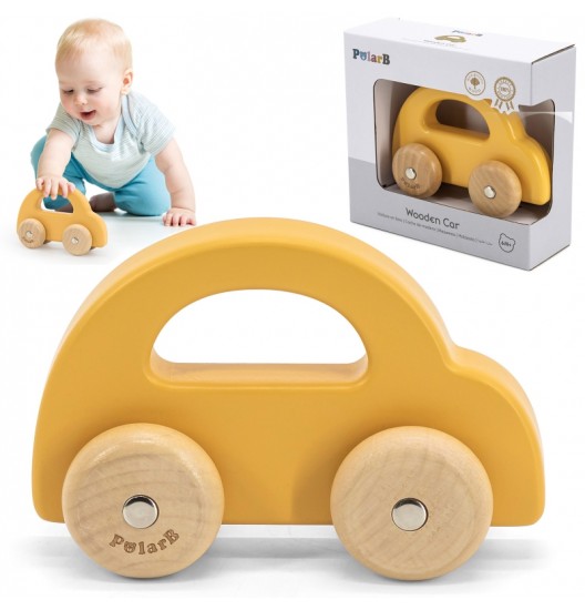 VIGA PolarB medinis stūmimo automobilis geltonas