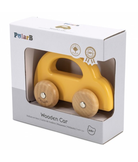 VIGA PolarB medinis stūmimo automobilis geltonas