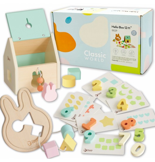 CLASSIC WORLD Pastel Baby Box Pirmieji mokymosi žaislai nuo 12 iki 18 mėnesių