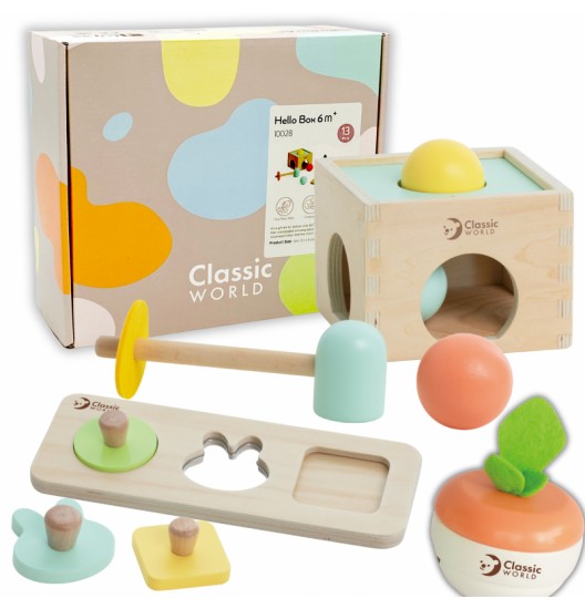 CLASSIC WORLD Pastelinių spalvų edukacinis rinkinys vaikams nuo 6 iki 12 mėnesių