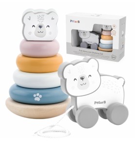 VIGA PolarB Baltojo lokio rinkinys medinė piramidė + traukiamas baltasis lokys