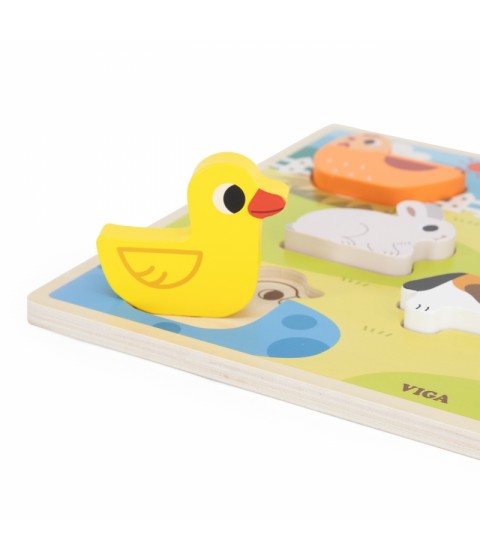 VIGA medinė dėlionė Montessori 2 viename figūrėlių ūkis