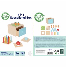 WOOPIE GREEN medinis edukacinis stalčius 4 viename Montessori morkų rūšiavimo žaidimas FSC