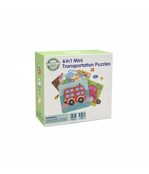 WOOPIE GREEN medinė dėlionė, transporto priemonės, Montessori FSC
