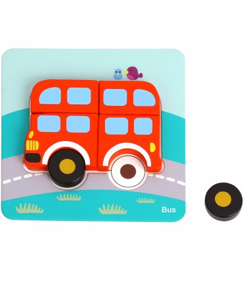 WOOPIE GREEN medinė dėlionė, transporto priemonės, Montessori FSC
