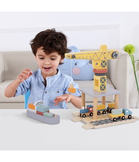 TOOKY TOY medinis uosto krano rinkinys