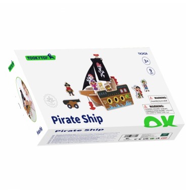 TOOKY TOY piratų laivo medinių figūrėlių rinkinys