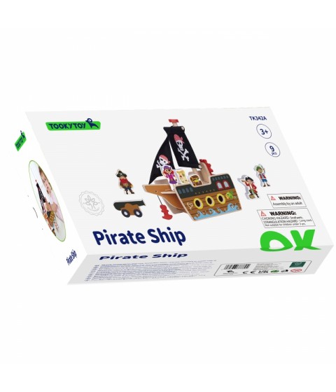 TOOKY TOY piratų laivo medinių figūrėlių rinkinys