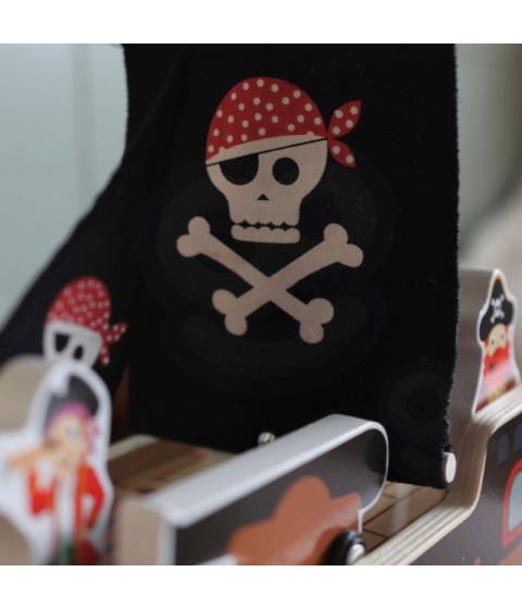 TOOKY TOY piratų laivo medinių figūrėlių rinkinys