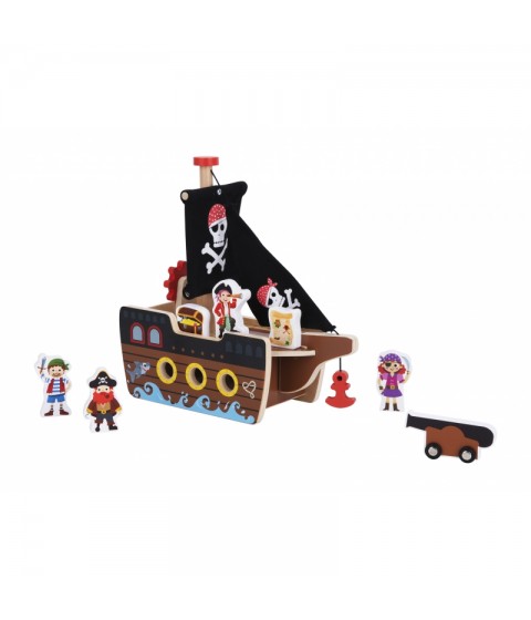TOOKY TOY piratų laivo medinių figūrėlių rinkinys