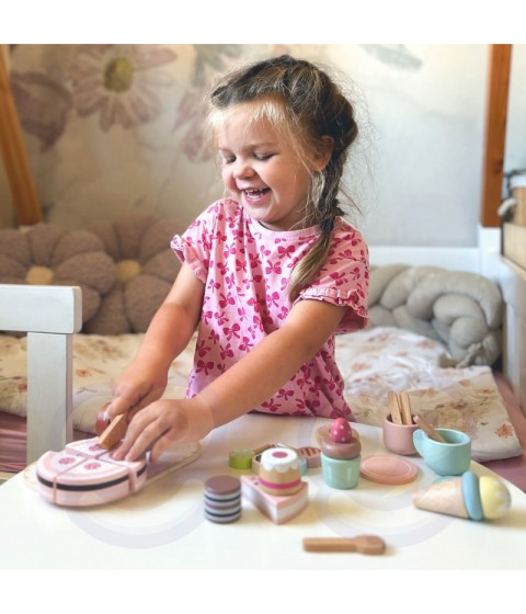 TOOKY TOY Saldus pyragas Medinis saldainių rinkinys dėžutėje Konditerijos ledainė