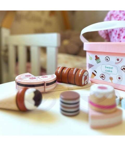 TOOKY TOY Saldus pyragas Medinis saldainių rinkinys dėžutėje Konditerijos ledainė