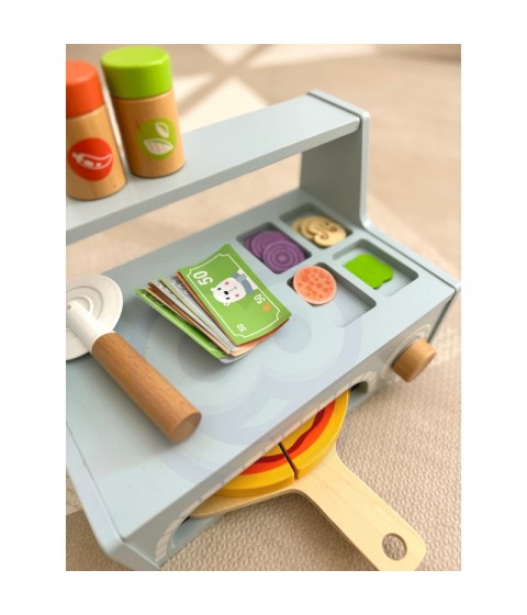 TOOKY TOY ŽAISLŲ PICERIA Medinės picos krosnies priedai
