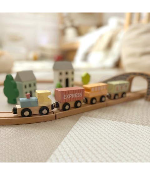 TOOKY TOY mediniai magnetiniai vežimėliai