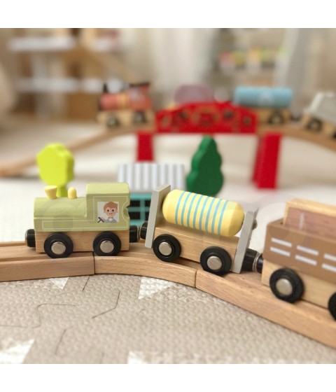 TOOKY TOY mediniai magnetiniai vežimėliai