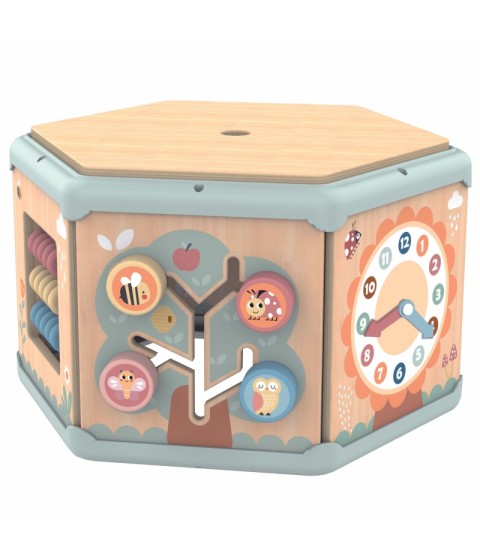TOOKY TOY interaktyvi medinė Montessori šešiakampė atidaroma dėžutė