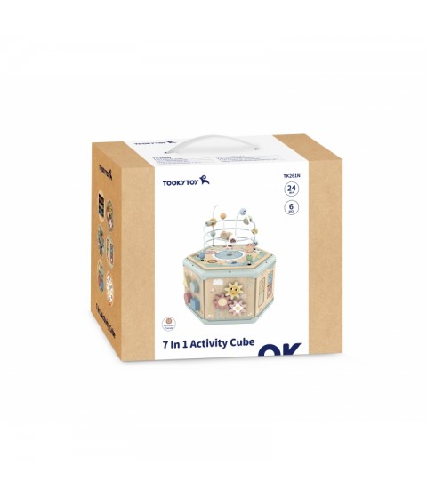 TOOKY TOY interaktyvi medinė Montessori šešiakampė atidaroma dėžutė