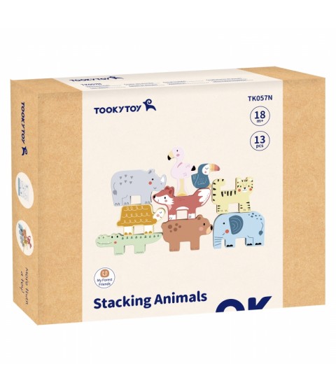 TOOKY TOY Mediniai kaladėlės Dėlionė Gyvūnai Montessori 9 vnt.