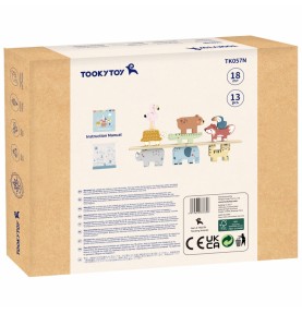 TOOKY TOY Mediniai kaladėlės Dėlionė Gyvūnai Montessori 9 vnt.