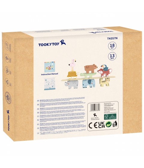 TOOKY TOY Mediniai kaladėlės Dėlionė Gyvūnai Montessori 9 vnt.