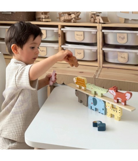 TOOKY TOY Mediniai kaladėlės Dėlionė Gyvūnai Montessori 9 vnt.