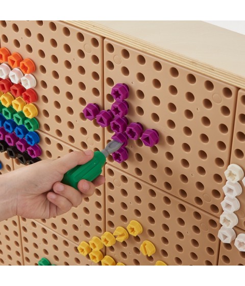 MASTERKIDZ Spalvingi varžtai, 5 formos, STEM kūrybinei lentai, 512 detalių, mišrios spalvos