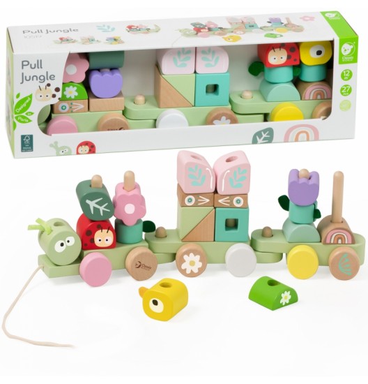 CLASSIC WORLD Montessori medinis vikšro traukinio dėlionė