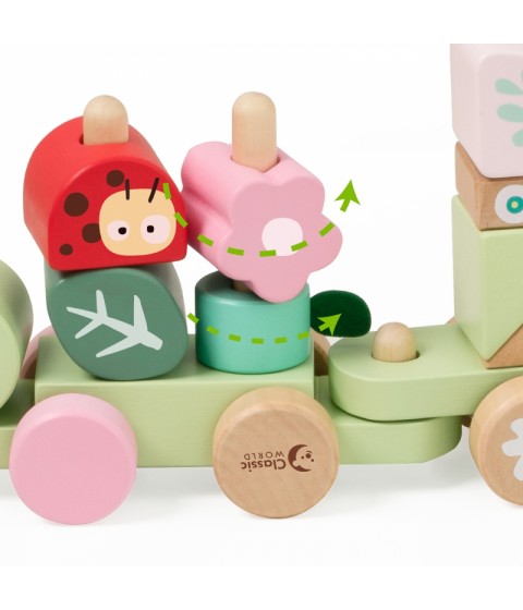 CLASSIC WORLD Montessori medinis vikšro traukinio dėlionė