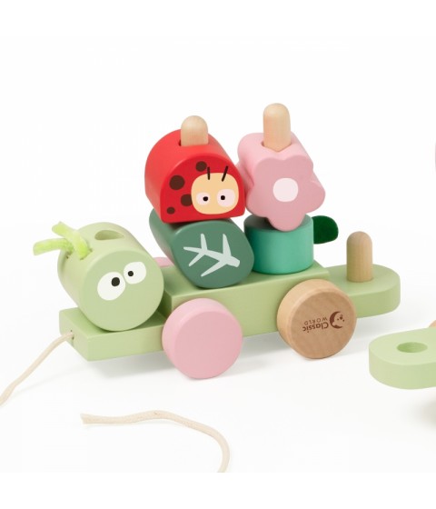 CLASSIC WORLD Montessori medinis vikšro traukinio dėlionė