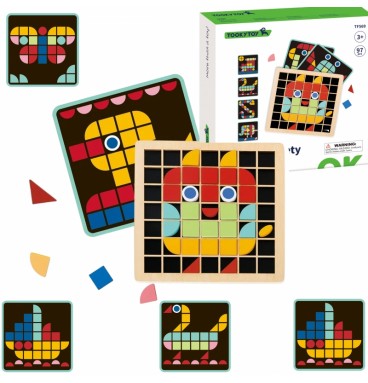 TOOKY TOY medinis mozaikinis Montessori dėlionė