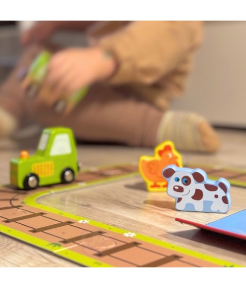 TOOKY TOY medinės fermos lagamine figūrėlės, transporto priemonės