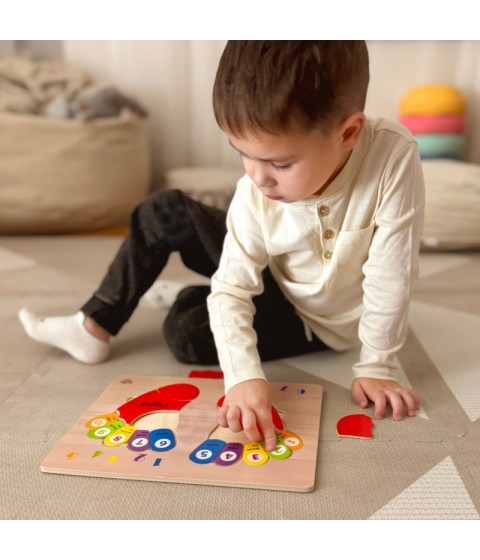 TOOKY TOY Edukacinis medinis dėlionės žaidimas „Pėda“ su skaičiavimo ir spalvų mokymusi