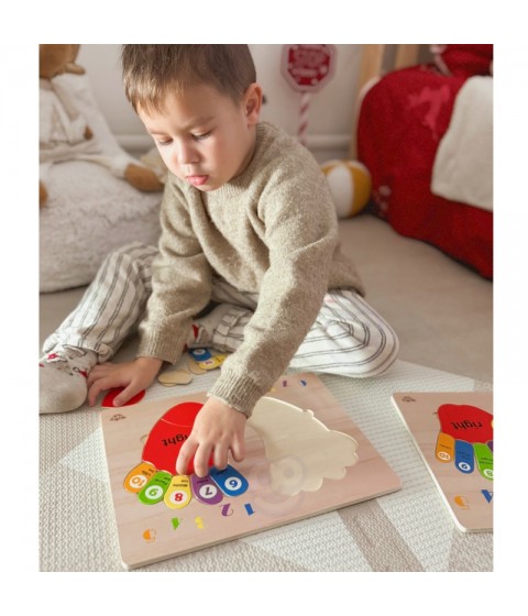 TOOKY TOY Edukacinis medinis dėlionės žaidimas „Pėda“ su skaičiavimo ir spalvų mokymusi