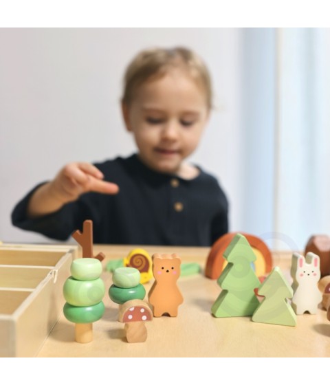 TOOKY TOY ŽAISLŲ Miško Rinkinys Sudedamos Dėlionės Kaladėlės Figūrėlės