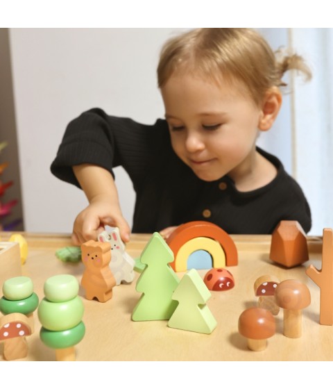 TOOKY TOY ŽAISLŲ Miško Rinkinys Sudedamos Dėlionės Kaladėlės Figūrėlės