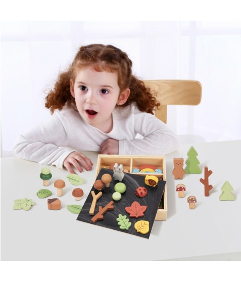TOOKY TOY ŽAISLŲ Miško Rinkinys Sudedamos Dėlionės Kaladėlės Figūrėlės