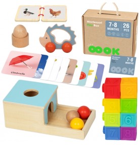 TOOKY TOY Žaislų dėžutė XXL Montessori edukacinė 6in1 sensorinė dėžutė 7-8 mėn.