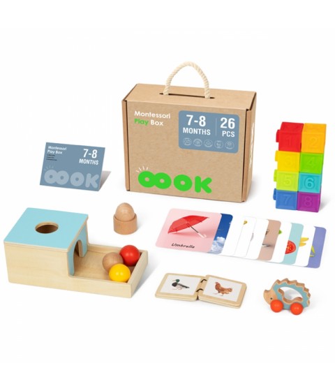 TOOKY TOY Žaislų dėžutė XXL Montessori edukacinė 6in1 sensorinė dėžutė 7-8 mėn.