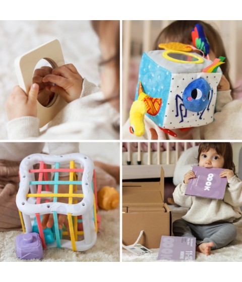 TOOKY TOY Žaislų dėžutė XXL Montessori edukacinė 5in1 sensorinė dėžutė 11-12 mėnesių
