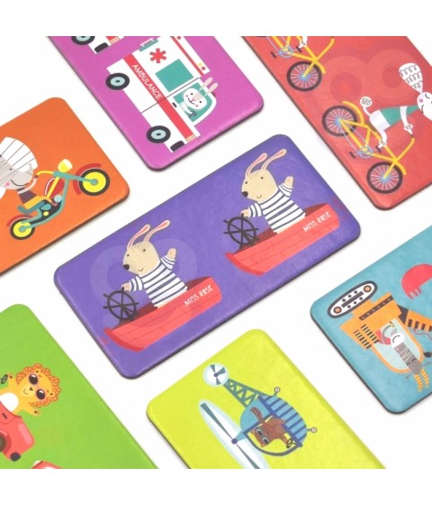 WOOPIE edukacinis žaidimas „Transportas“ Gyvūnai Montessori domino dėlionė
