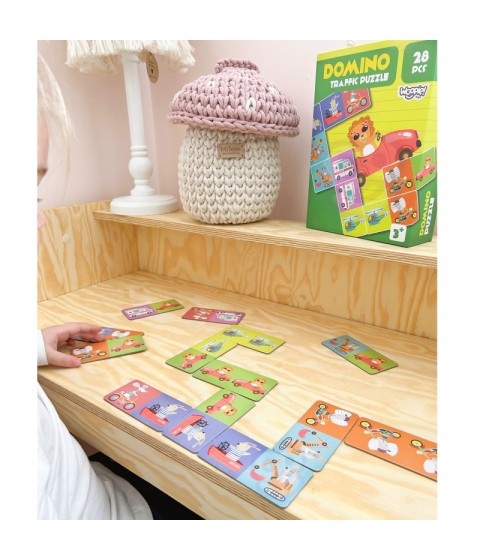 WOOPIE edukacinis žaidimas „Transportas“ Gyvūnai Montessori domino dėlionė