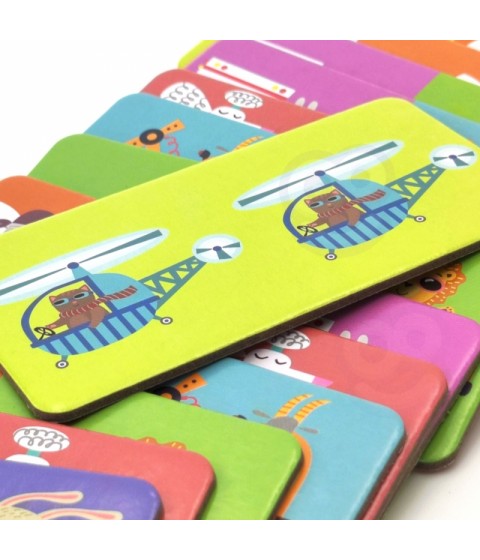 WOOPIE edukacinis žaidimas „Transportas“ Gyvūnai Montessori domino dėlionė