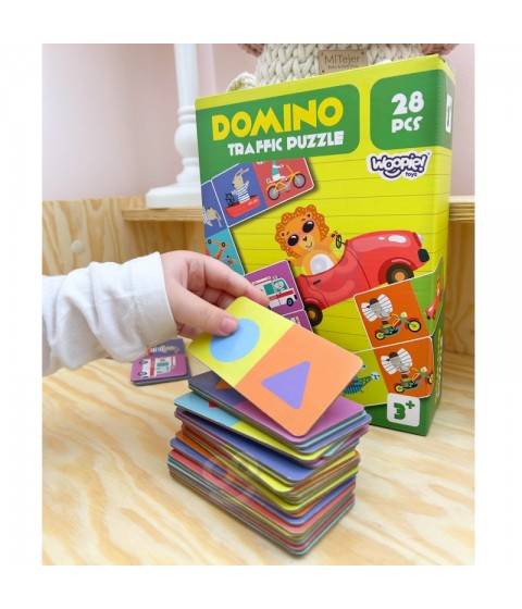 WOOPIE edukacinis žaidimas „Transportas“ Gyvūnai Montessori domino dėlionė