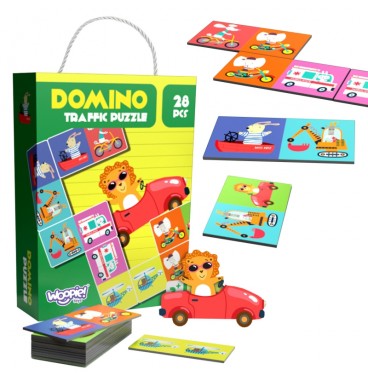 WOOPIE edukacinis žaidimas „Transportas“ Gyvūnai Montessori domino dėlionė