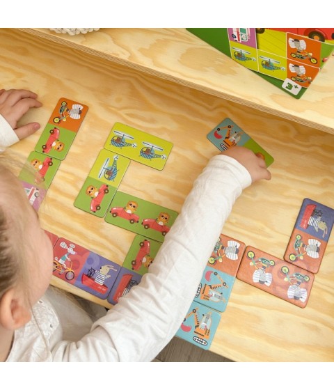 WOOPIE edukacinis žaidimas „Transportas“ Gyvūnai Montessori domino dėlionė